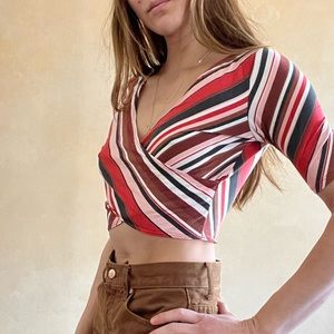 Striped Wavy 3/4 sleeve Top